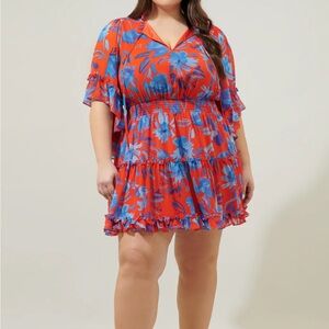Sugarlips Red and Blue Floral Dress